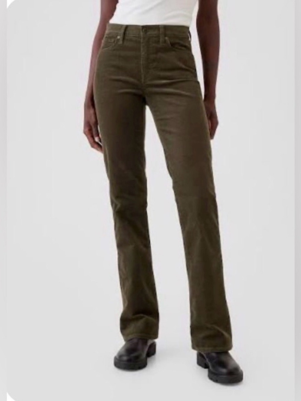 NWOT Women's Mid-Rise Baby Bootcut Corduroy Jeans - Olive